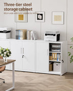 Steel Storage Cabinet 3-Tier Lockable with Adjustable Shelves