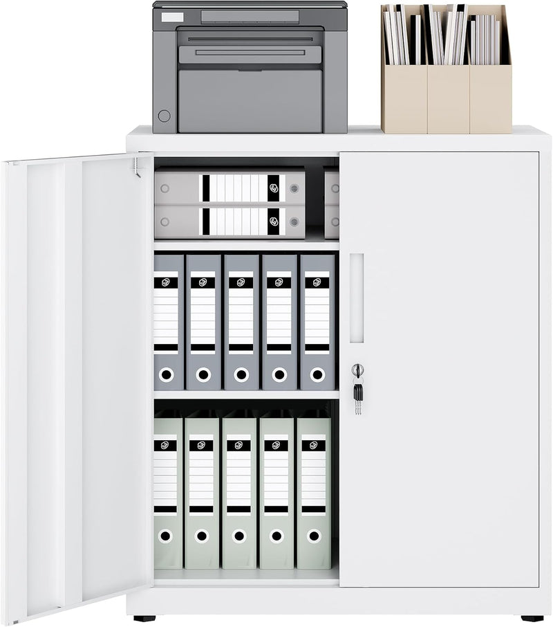 Steel Storage Cabinet 3-Tier Lockable with Adjustable Shelves