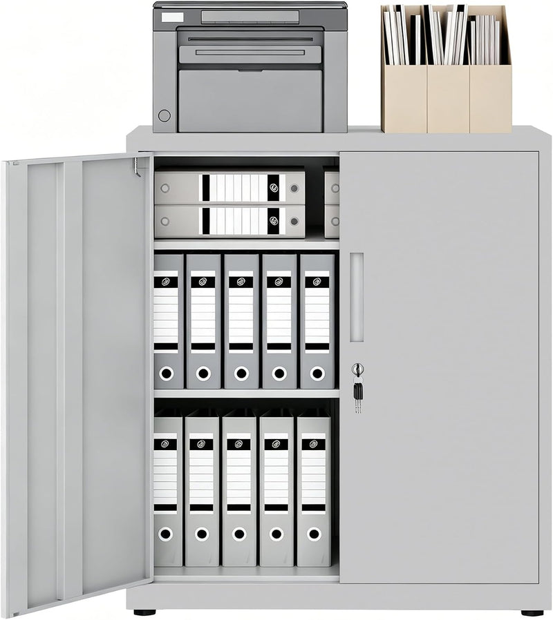 Steel Storage Cabinet 3-Tier Lockable with Adjustable Shelves