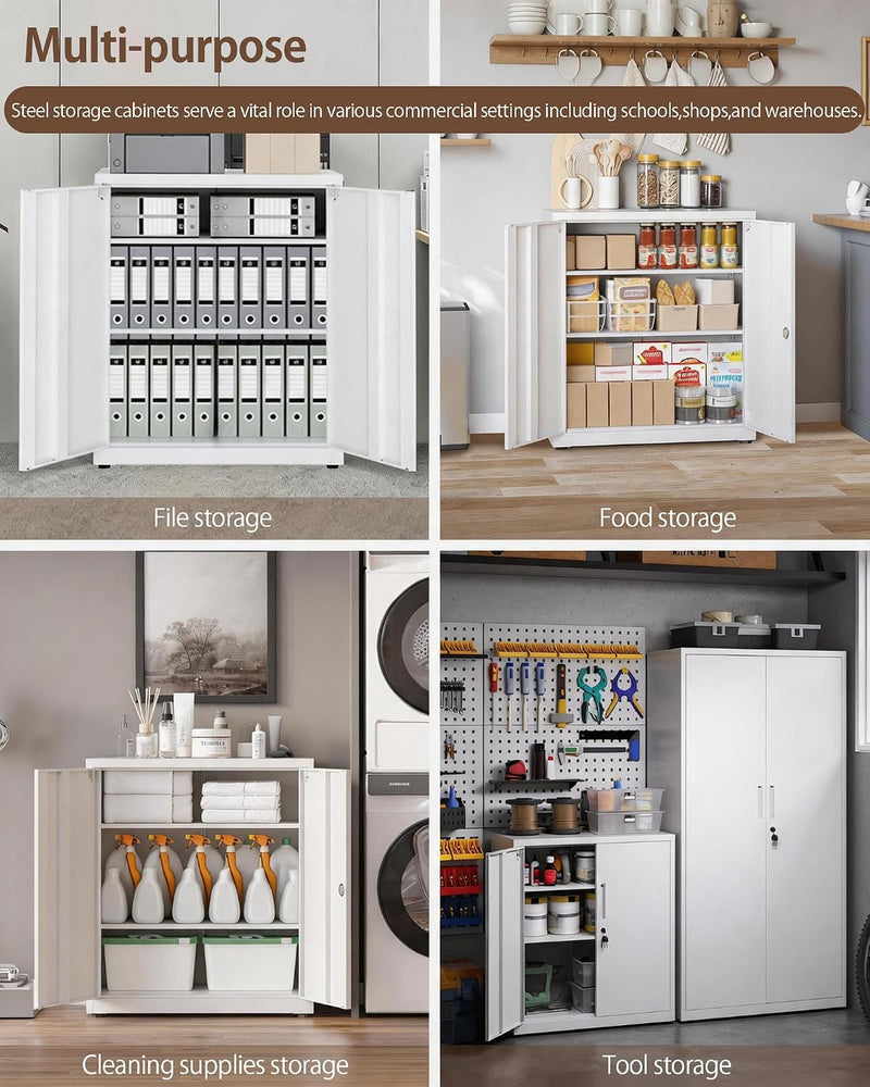 Steel Storage Cabinet 3-Tier Lockable with Adjustable Shelves