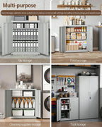 Steel Storage Cabinet 3-Tier Lockable with Adjustable Shelves