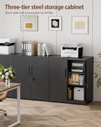 Steel Storage Cabinet 3-Tier Lockable with Adjustable Shelves