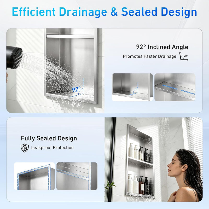 Steel Wall Niche for Shower Recessed Bathroom Storage