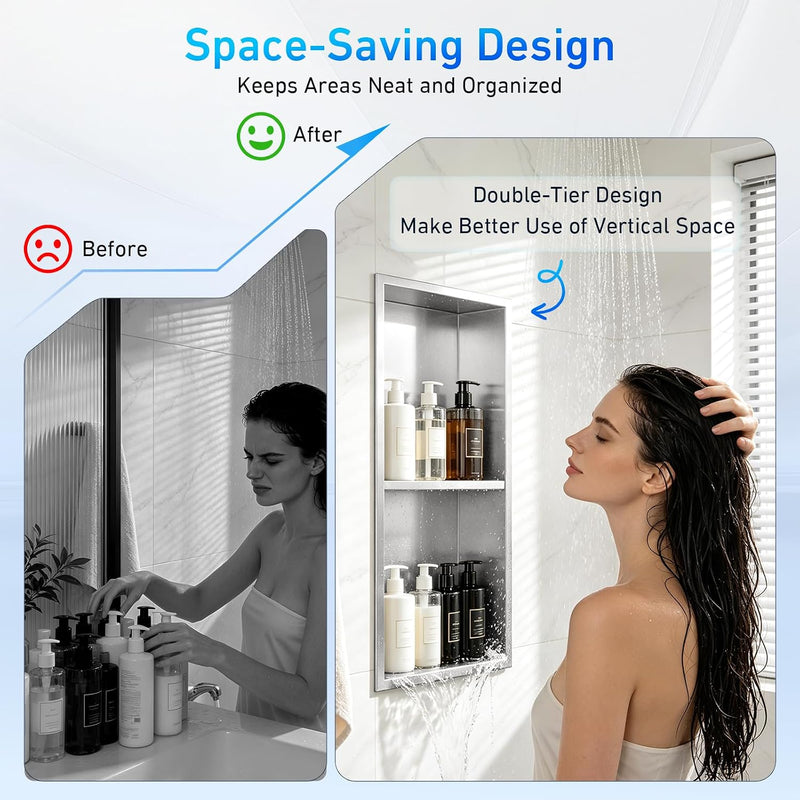 Steel Wall Niche for Shower Recessed Bathroom Storage