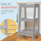 Toddler Tower 3-Level Adjustable Wooden Step Stool Standing