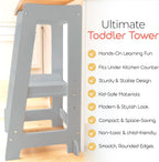 Toddler Tower 3-Level Adjustable Wooden Step Stool Standing