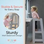 Toddler Tower 3-Level Adjustable Wooden Step Stool Standing