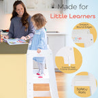 Toddler Tower 3-Level Adjustable Wooden Step Stool Standing