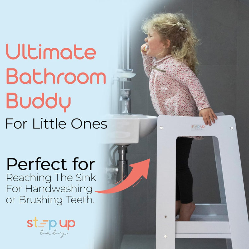 Toddler Tower 3-Level Adjustable Wooden Step Stool Standing