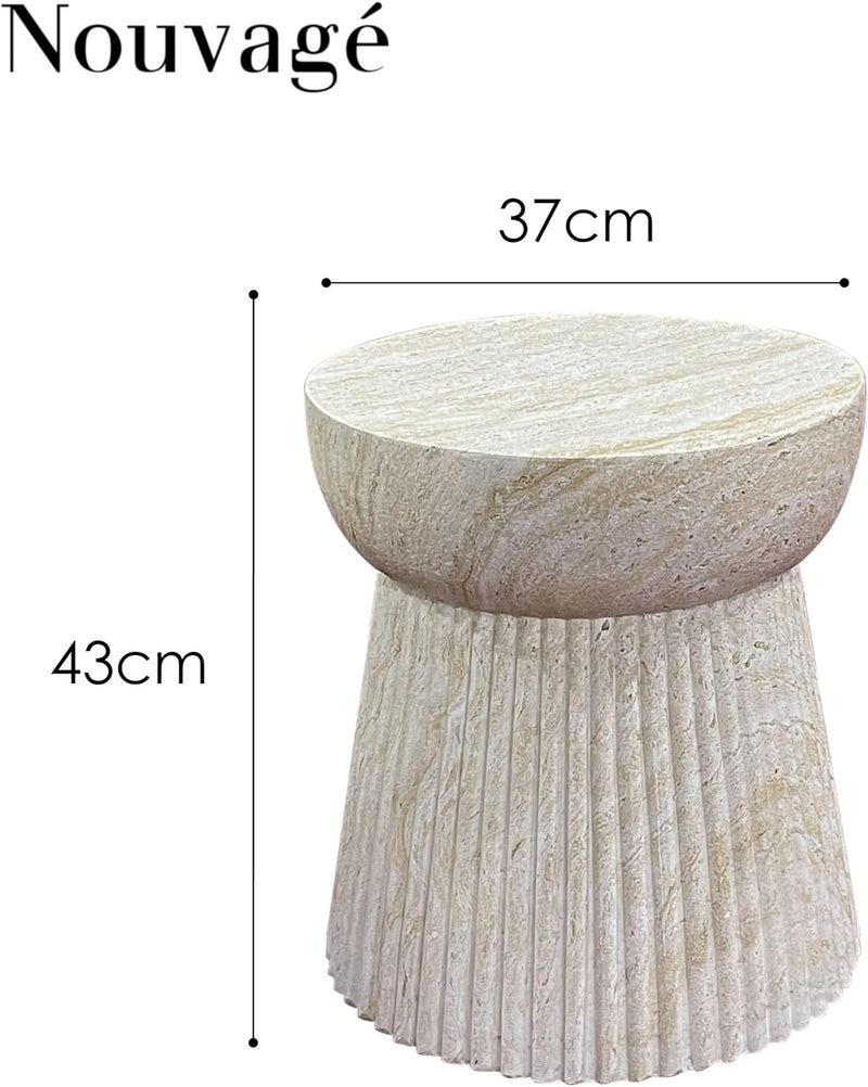 Stone Table Diameter Rounded Coffee and Side