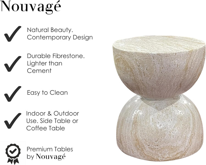 Stone Table Diameter Rounded Coffee and Side