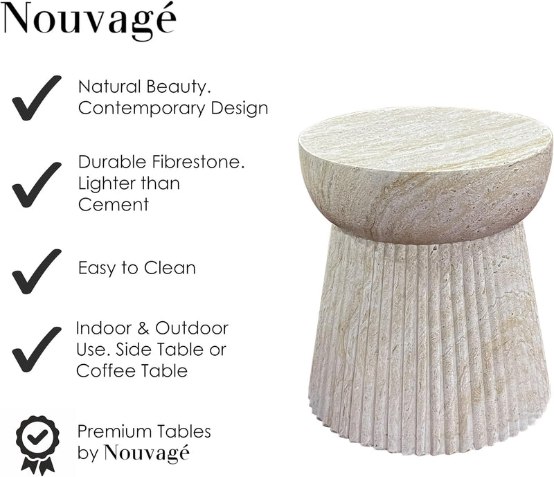Stone Table Diameter Rounded Coffee and Side
