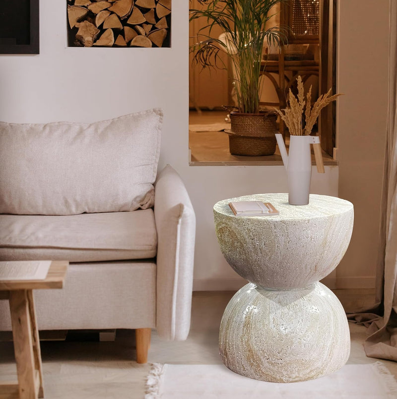 Stone Table Diameter Rounded Coffee and Side