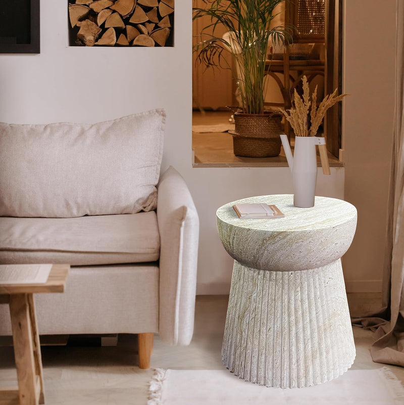 Stone Table Diameter Rounded Coffee and Side