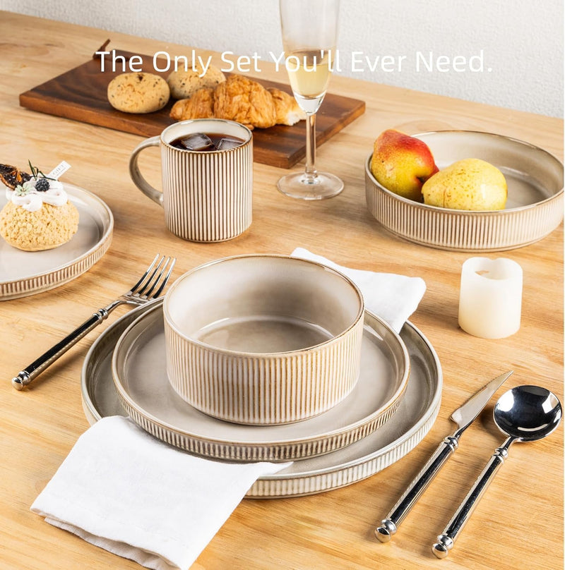Stoneware Dinner Sets for 6 People 18 Pieces