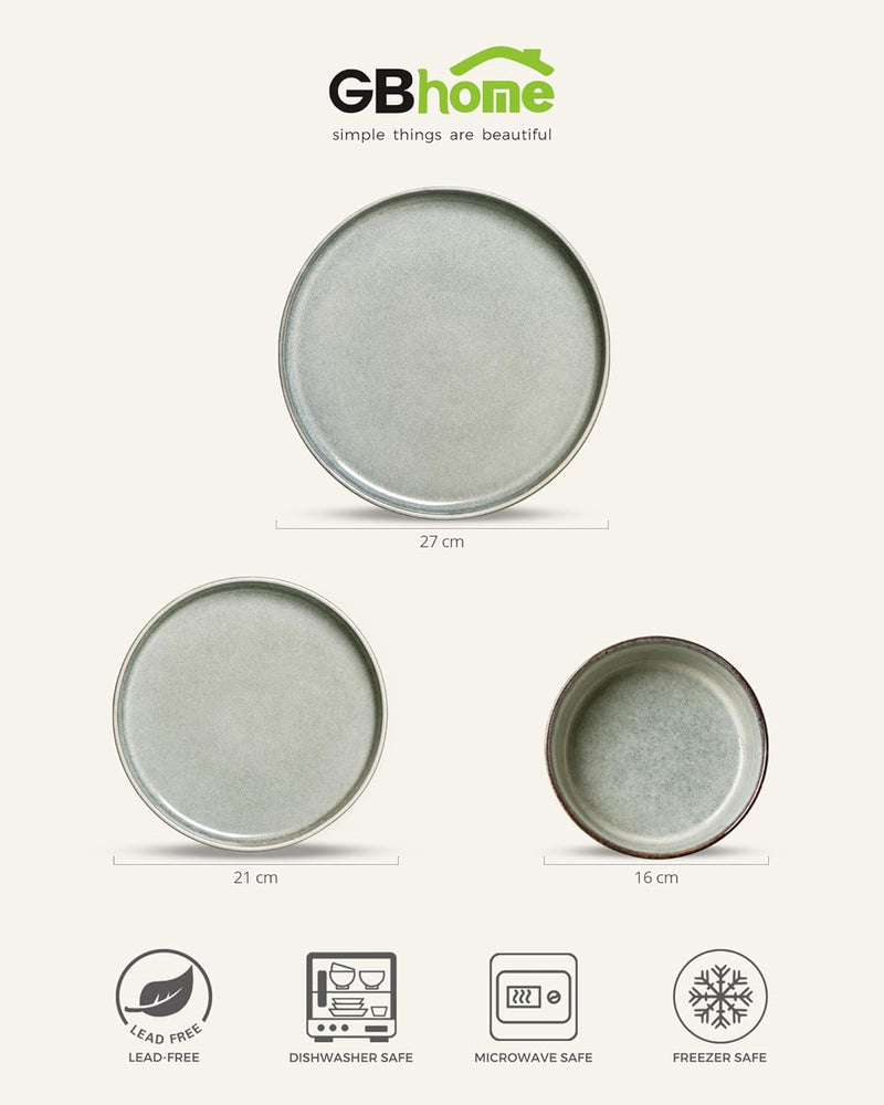 Stoneware Dinner Sets for 6 People 18 Pieces