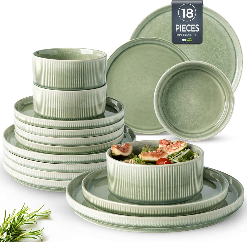 Stoneware Dinner Sets for 6 People 18 Pieces
