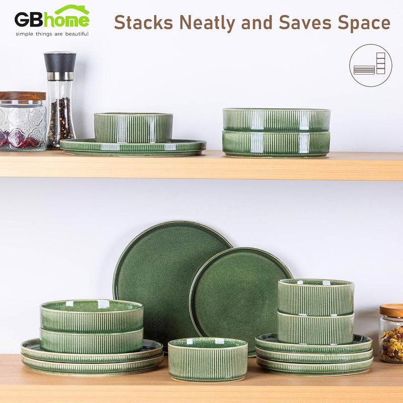 Stoneware Dinner Sets for 6 People 18 Pieces