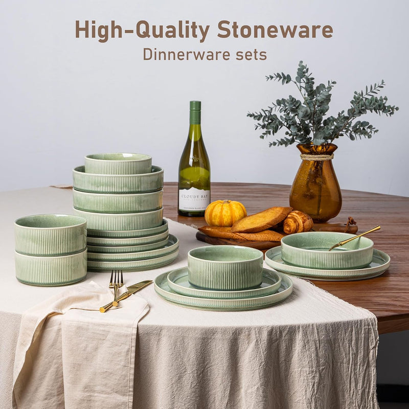 Stoneware Dinner Sets for 6 People 18 Pieces