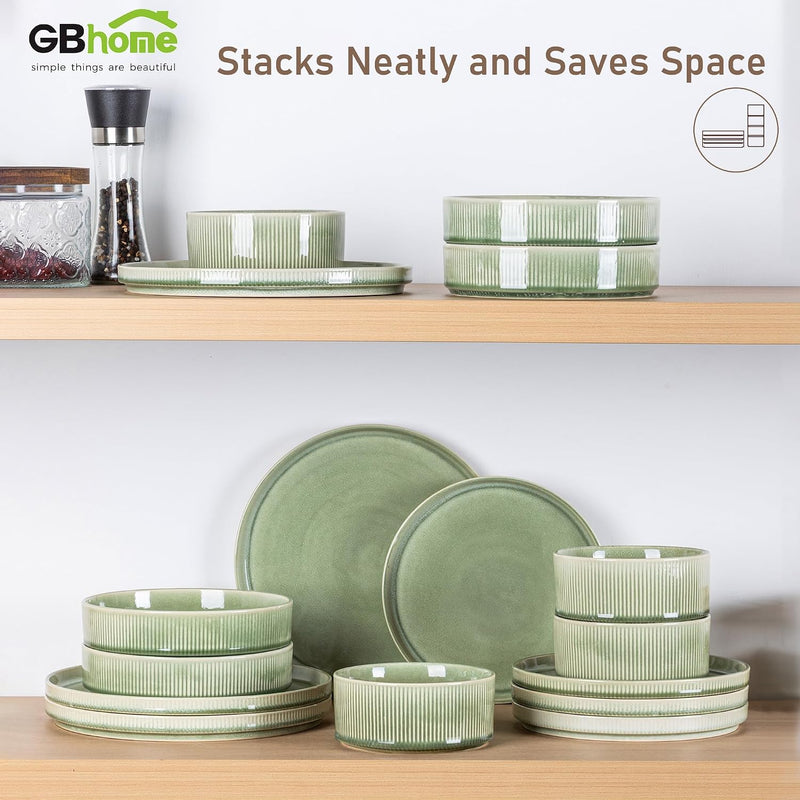 Stoneware Dinner Sets for 6 People 18 Pieces