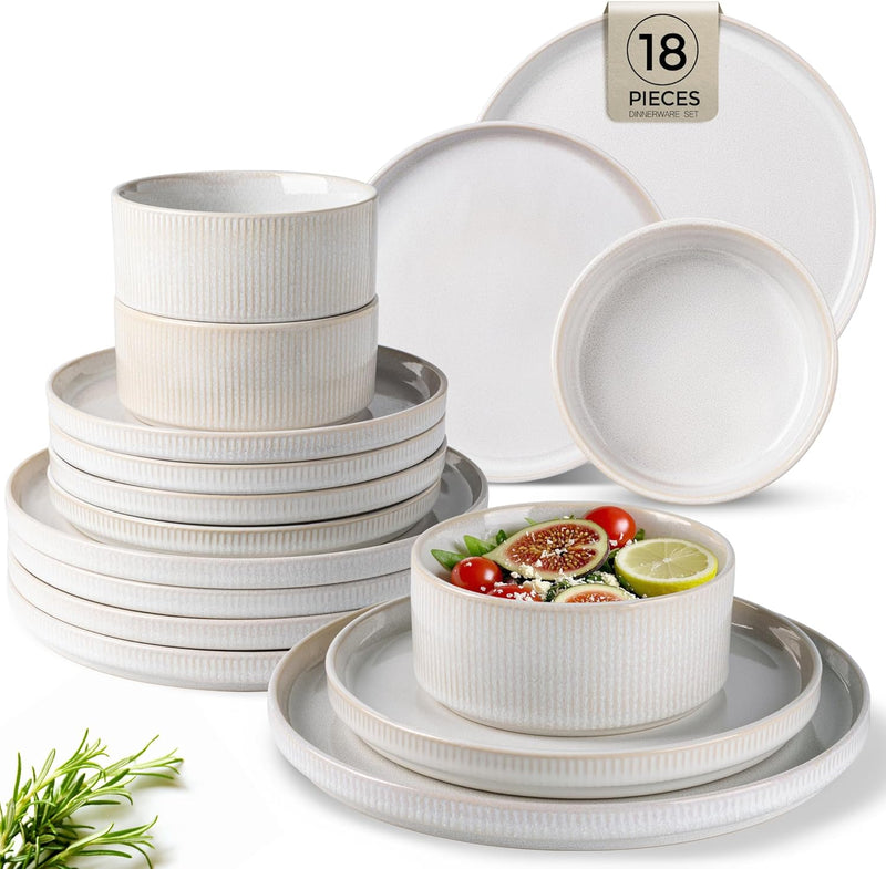 Stoneware Dinner Sets for 6 People 18 Pieces
