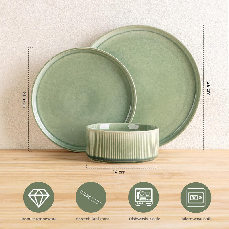 Stoneware Dinner Sets for 6 People 18 Pieces