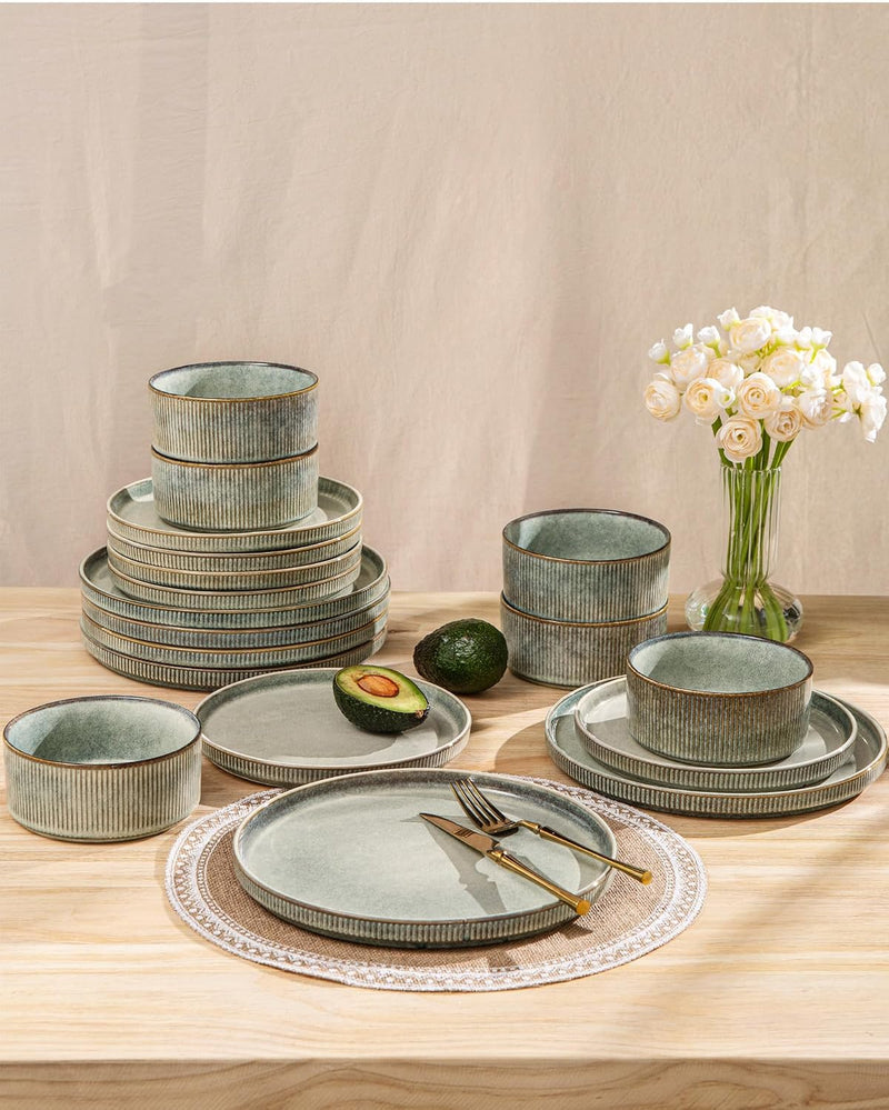 Stoneware Dinner Sets for 6 People 18 Pieces