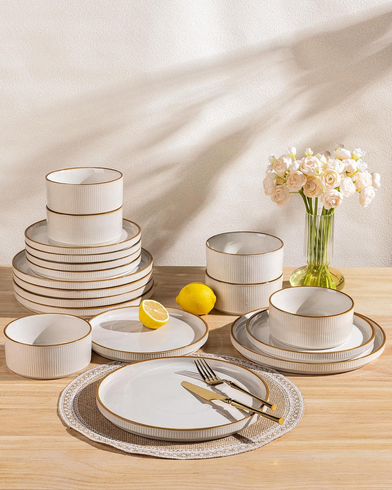 Stoneware Dinner Sets for 6 People 18 Pieces