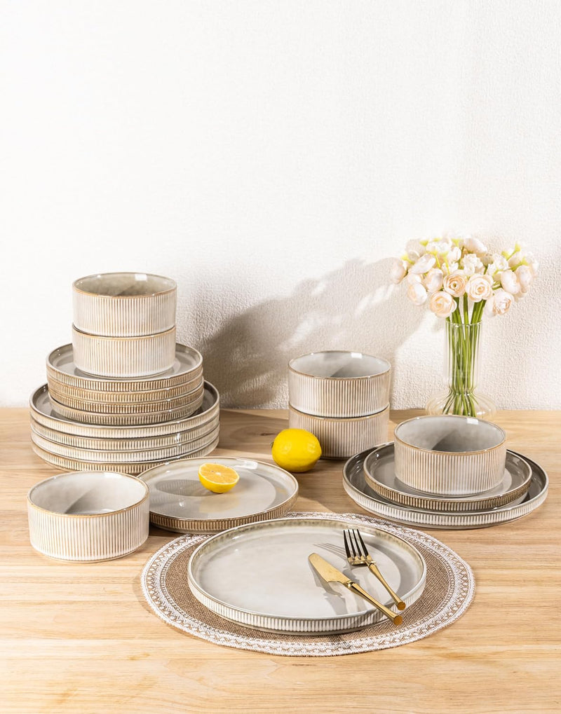 Stoneware Dinner Sets for 6 People 18 Pieces