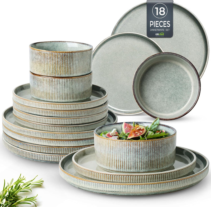Stoneware Dinner Sets for 6 People 18 Pieces
