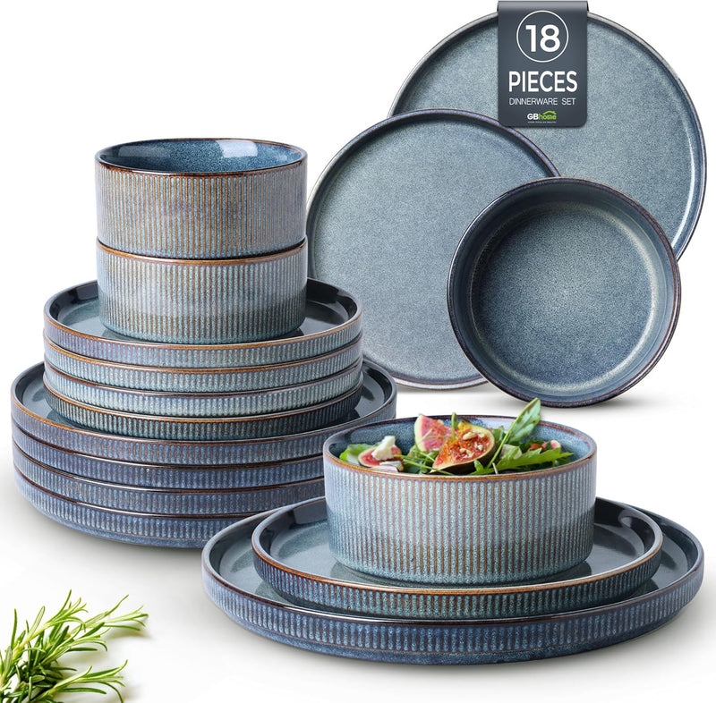 Stoneware Dinner Sets for 6 People 18 Pieces