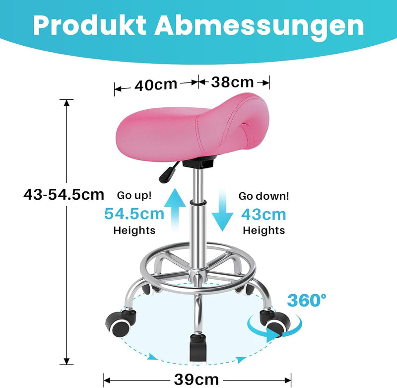 Stool Ergonomic Comfortable Rolling Chair with Wide Thick Seat
