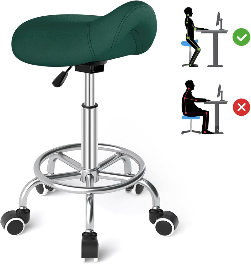 Stool Ergonomic Comfortable Rolling Chair with Wide Thick Seat