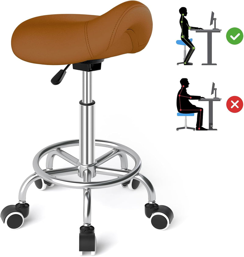Stool Ergonomic Comfortable Rolling Chair with Wide Thick Seat