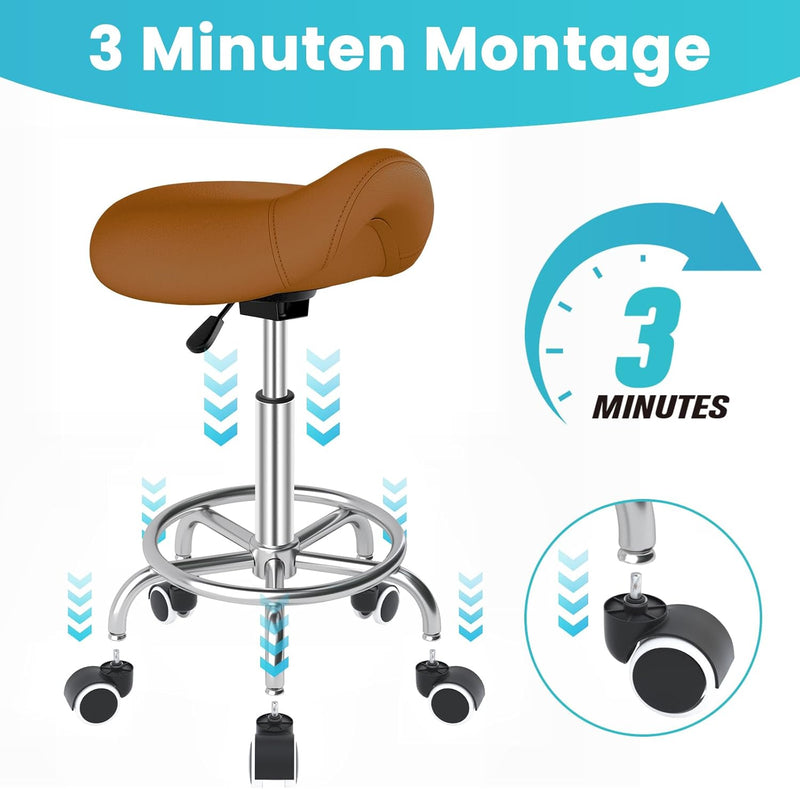 Stool Ergonomic Comfortable Rolling Chair with Wide Thick Seat