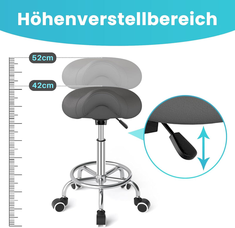 Stool Ergonomic Comfortable Rolling Chair with Wide Thick Seat