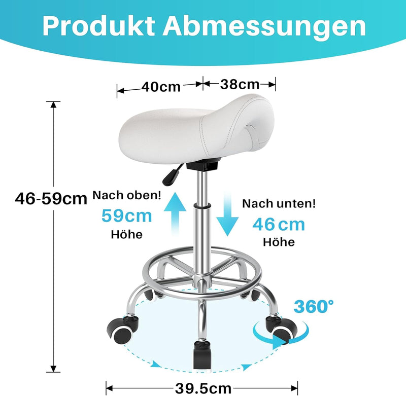 Stool Ergonomic Comfortable Rolling Chair with Wide Thick