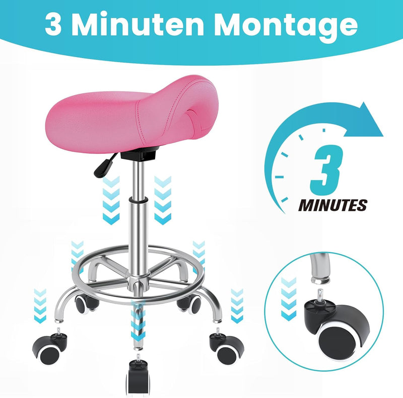 Stool Ergonomic Comfortable Rolling Chair with Wide Thick Seat