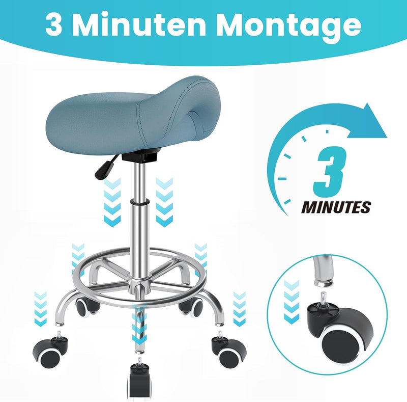 Stool Ergonomic Comfortable Rolling Chair with Wide Thick