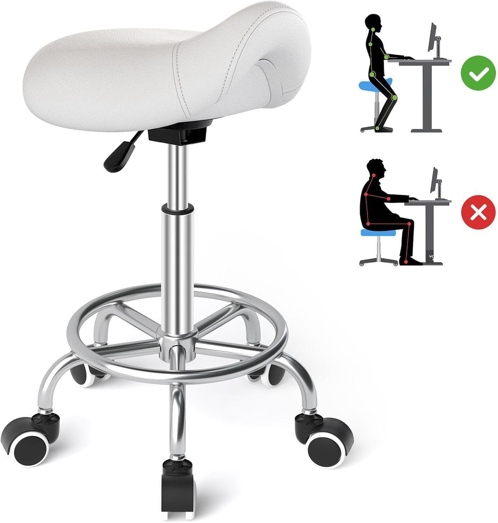 Stool Ergonomic Comfortable Rolling Chair with Wide Thick