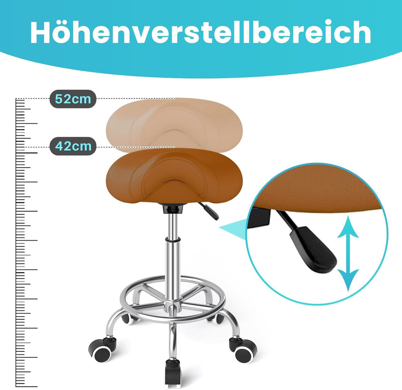 Stool Ergonomic Comfortable Rolling Chair with Wide Thick Seat