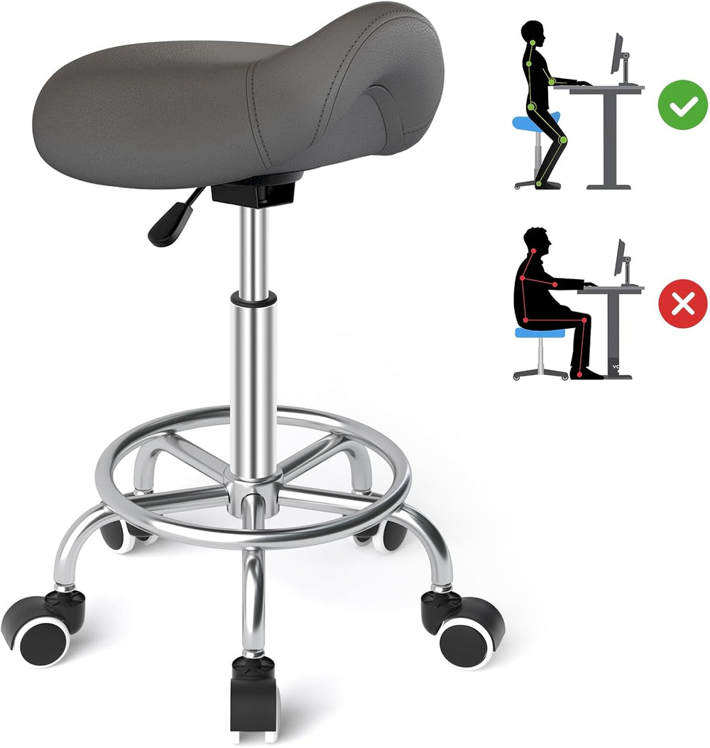 Stool Ergonomic Comfortable Rolling Chair with Wide Thick Seat