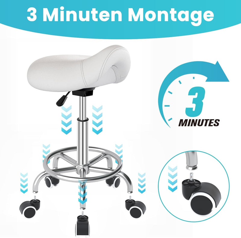 Stool Ergonomic Comfortable Rolling Chair with Wide Thick