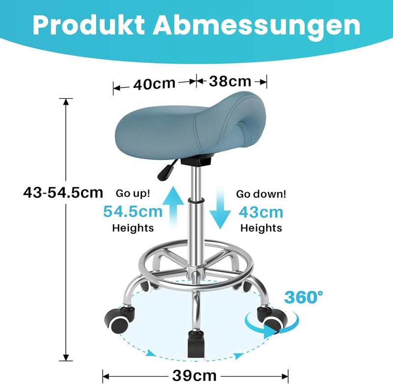 Stool Ergonomic Comfortable Rolling Chair with Wide Thick