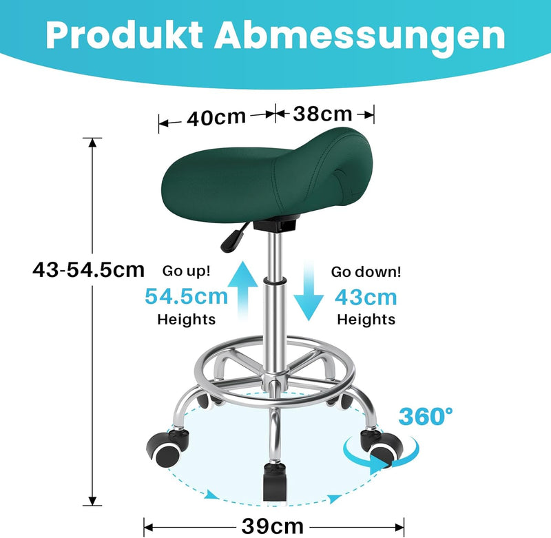 Stool Ergonomic Comfortable Rolling Chair with Wide Thick Seat