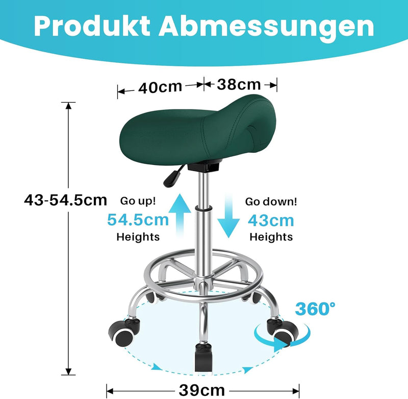 Stool Ergonomic Comfortable Rolling Chair with Wide Thick