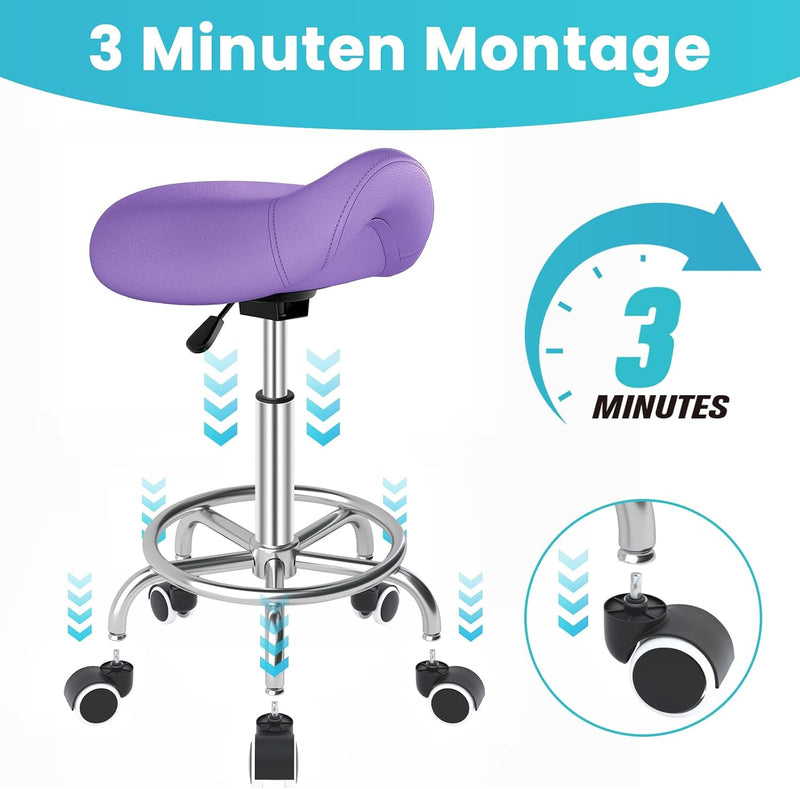 Stool Ergonomic Comfortable Rolling Chair with Wide Thick
