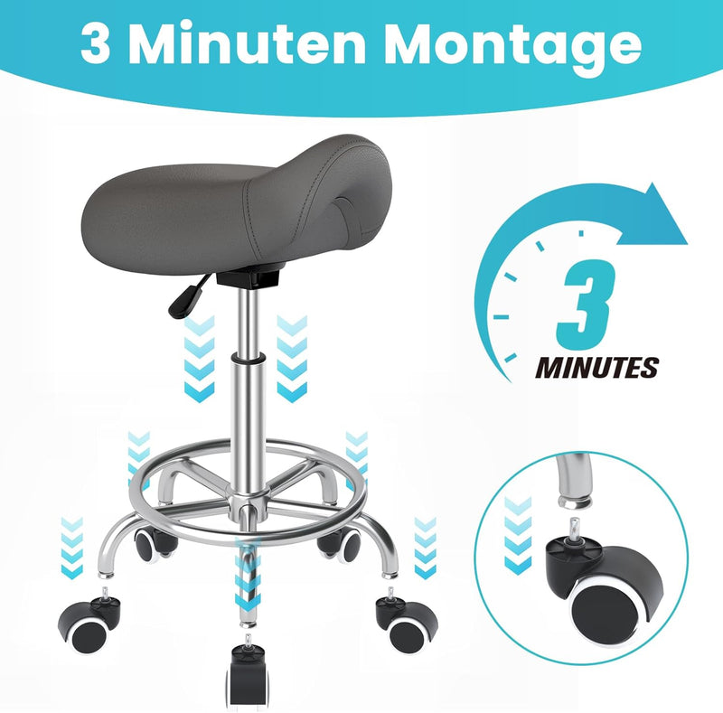 Stool Ergonomic Comfortable Rolling Chair with Wide Thick Seat