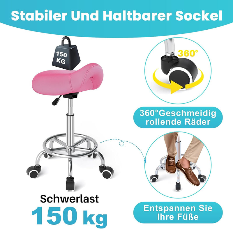 Stool Ergonomic Comfortable Rolling Chair with Wide Thick Seat