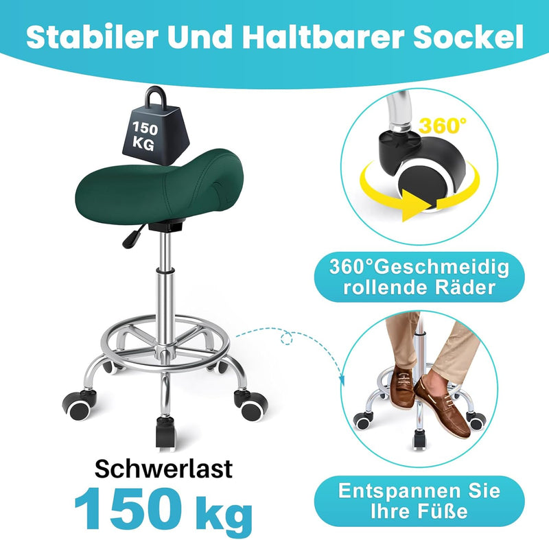Stool Ergonomic Comfortable Rolling Chair with Wide Thick